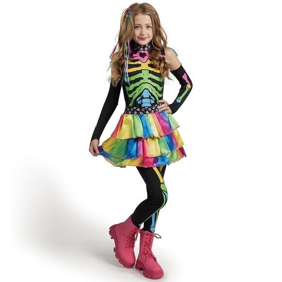 Halloween Kids Skeleton Costume XL Funky Punky Bone Skeleton Deluxe Costume, Hal - Picture 6 of 10